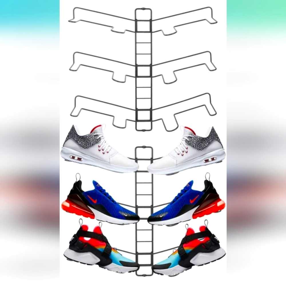 Modern Metal Shoe Organizer Display & Storage Shelf Rack holds 6 pairs